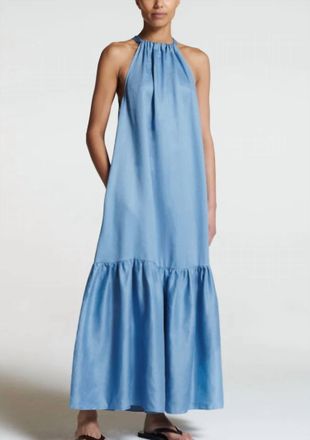 Asceno Ibiza Linen Dress In Cornflower Blue