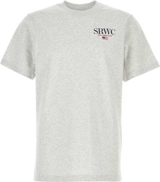 Sporty & Rich Melange Grey Cotton T Shirt