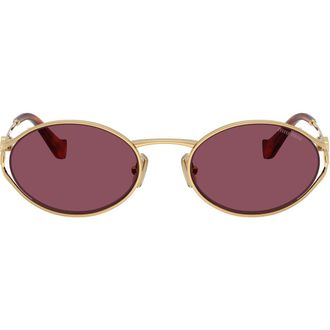 Miu Miu 54mm Oval Sunglasses in Gold /Bordeaux at Nordstrom