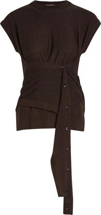 Christophe Lemaire Buttoned-panel Fine-knit top - Dark Brown - Xxs (UK4 / Xxs)