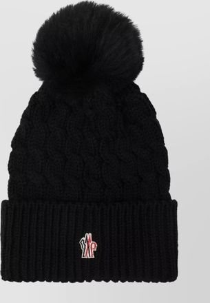 Moncler wool hat featuring cable knit and pom detail