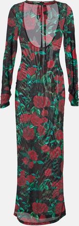 Alexandra Miro Abito lungo Selene in mesh con stampa