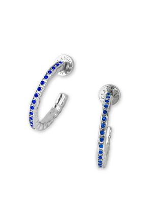 Classicharms Stella Molten Color Cubic Zirconia Hoop Earrings in Silver/blue at Nordstrom