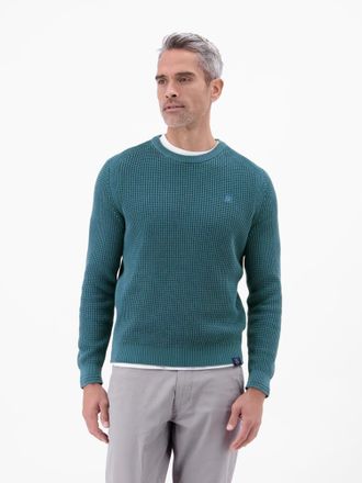 Lerros Strickpullover LERROS LERROS Herren Crewneck-Stricker in Strukturqualit&auml;t, Herren, Gr. 3XL, swedish blau, 100% Baumwolle, Rundhals, Pullover Strickpul