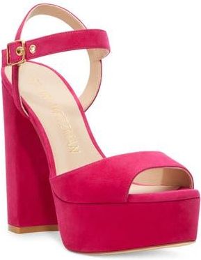 Stuart Weitzman Ryder Suede Platform Sandal in Azalea at Nordstrom Rack, Size 5.5
