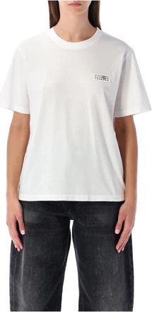 Maison Margiela Taped label katoenen T-shirt - Dames - T-shirts - Wit - S - Katoen - Tops