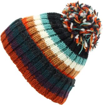 Loud Elephant Hand Knitted Wool Beanie Bobble Hat - Stripe Anu