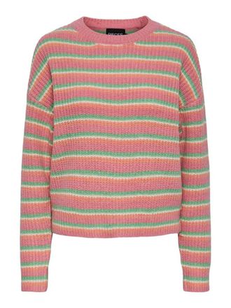 Pieces Womens Pcbina LS O-Neck Knit Bc Jumper, Absinthe Green/Stripes: cdan-desf-mrng, XS