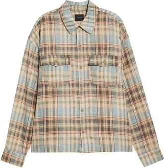 PacSun Cody Plaid Flannel Button-Up Shirt in Beige/grey Multi at Nordstrom, Size X-Large