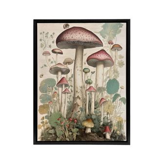 Artery8 Mushroom Fungi Botanical Kitchen Decor Framed Canvas Wall Art Print | Size: W24 x H32