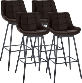 Clp Juego De 4 Taburetes De Bar Weston Giratorios Marr&oacute;n Simil Cuero