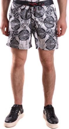 Plein Sport Graphic Print Beach Shorts With Zippered Pocket
