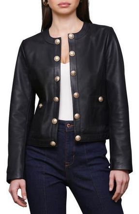 Bagatelle Genuine Leather Collarless Lady Jacket in Black at Nordstrom Rack, Size X-Small