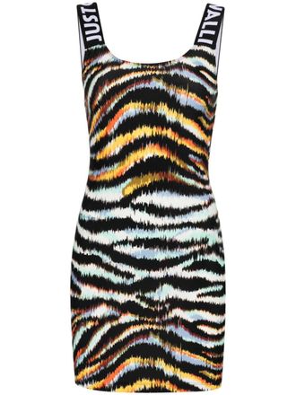 Just Cavalli ikat-print jersey mini dress - Black