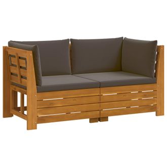 vidaXL Conjunto De Sof&aacute;s De Exterior Con Coj&iacute;n 2 Pieza Marr&oacute;n Vidaxl