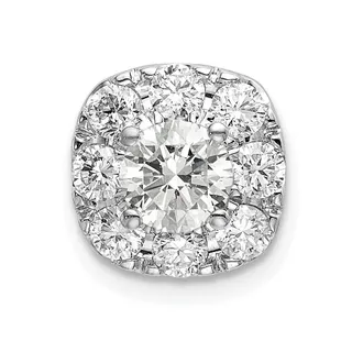 Diamond2Deal 14K Gold Lab Grown Diamond Cushion Halo Pendant (1ct, VS, G-H)