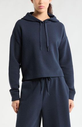 Zella Ottoman Cotton Blend Ribbed Hoodie in Navy Sapphire at Nordstrom, Size Xx-Large