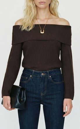 Vero Moda Aries Off the Shoulder Sweater in Chocolate Torte at Nordstrom, Size X-Large