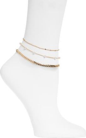 Vince Camuto Set of Three Chain Anklets in Gold at Nordstrom Rack