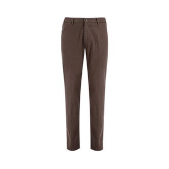 Berwick 1707 Slim-fit Trousers, male, Brown, L, Italian Mens Regular Fit Trousers