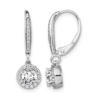 Diamond2Deal 14k White Gold Lab Grown Diamond Round Drop Dangle Earrings