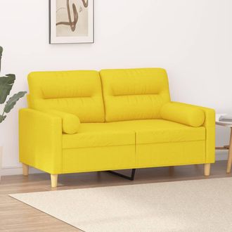 vidaXL Sof&aacute; De 2 Plazas Con Cojines Tela Amarillo Claro 120 Cm Vidaxl