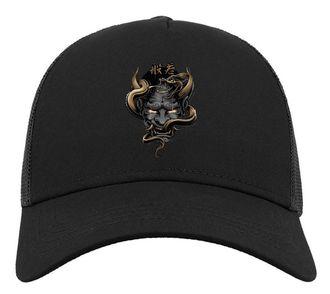 Generic Snake Demon Hannya Oni Japanese Kanji Art Half Mesh Cotton Trucker Cap Baseball Hat Black