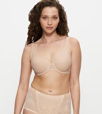 Triumph Minimizer-BH TRIUMPH Wild Rose Sensation, Damen, Gr. 70, Cup C, beige, Spitze, Obermaterial: 82% Polyamid, 18% Elasthan, gemustert, unifarben, BHs Min