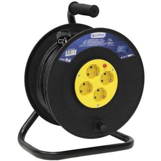 cofan Alargador Cable 4t. 50 Metros (3 X 1,5mm), Alargador De Cable El&eacute;ctrico Con Cuatro Tomas O Enchufes Y 50 Metros De Longitud. Tambor Prolongador Provis