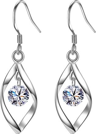 Generic Sterling Silver Drop Earrings For Women,Heart Earrings Dangle Hypoallergenic Cubic Zirconia Dangle Hook Earrings 925 Sterling Silver Heart Gemstone Bi