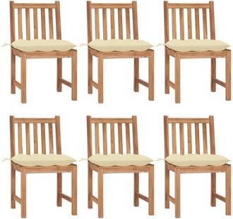 vidaXL Sillas De Jard&iacute;n 6 Unidades Madera Maciza De Teca Con Cojines Vidaxl