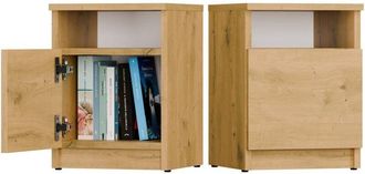 Topeshop Galax - Mesita De Noche Roble Artesanal - 1 Puerta - Dormitorio