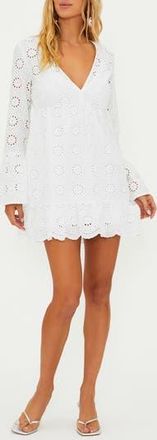 Beach Riot Delaney Eyelet Long Sleeve Cover-Up Minidress in White Magnolia Eyelet at Nordstrom Rack, Size X-Large