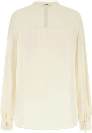 Twin-Set Lace-Trimmed Viscose Blouse - Cream