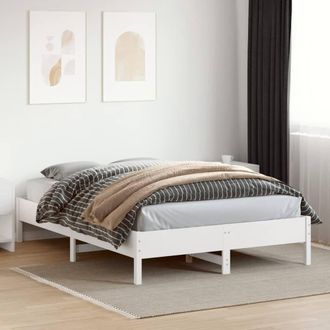 Berkfield Home Beautiful Bed Frame without Mattress White 120x200 cm Solid Wood Pine | Size: Small Double
