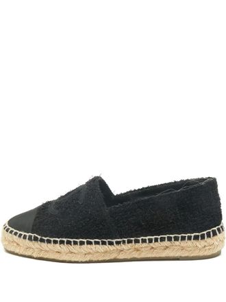 Chanel CC tweed logo espadrilles - Black