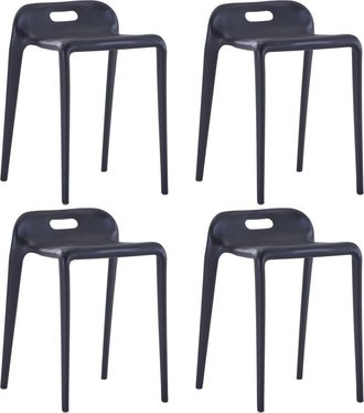 vidaXL Vidaxl - Taburetes Apilables 4 Unidades Pl&aacute;stico Negro