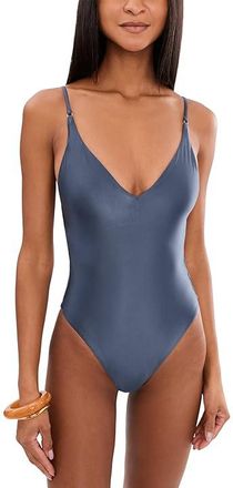 Seafolly Belle V-Neck One-Piece Womens Swimsuits One Piece Blue Indigo : AUS 16 (US Womens 12), Elastane/Nylon