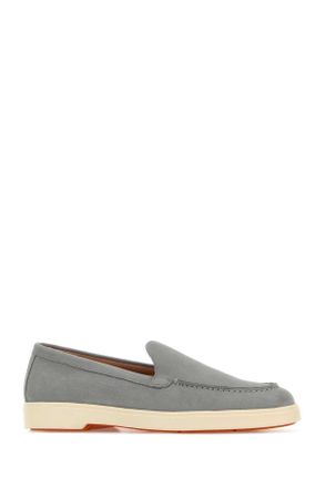 Santoni Womens Grey Suede Yalta Loafers Azzurro Mocassini