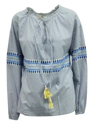 Lemlem Gestreepte blouse met borduurwerk - Blauw
