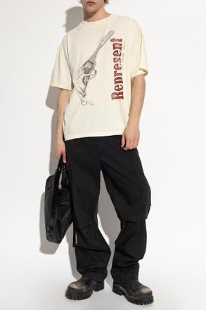 Represent T-shirt With Print, Mens, Cream
