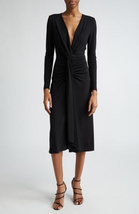 Michael Kors Knot Front Long Sleeve Knit Dress in Black at Nordstrom, Size 8