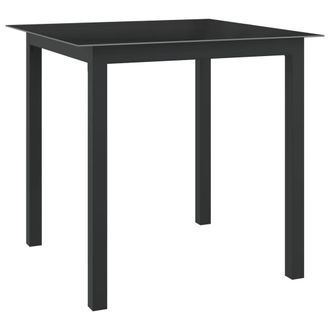 Berkfield Home Garden Table Black 80x80x74 cm Aluminium & Glass | Size: 80 x 80 x 74 cm