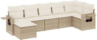 vidaXL Vidaxl - Set Sof&aacute;s De Jard&iacute;n 7 Piezas Y Cojines Rat&aacute;n Sint&eacute;tico Beige