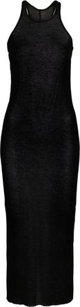 Rick Owens Black Ribbed Tank Midi Dress