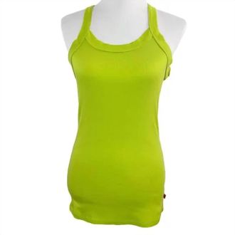 Natori Womens Ribbed Cotton Racerback Tank In Lime Green