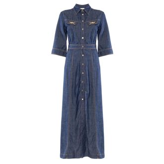 Nenette Shirt Dresses, female, Blue, Size: M Long Denim Shirt Dress