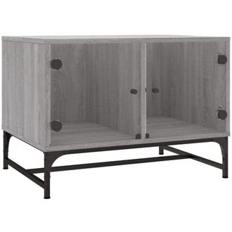 vidaXL Vidaxl - Mesa De Centro Con Puertas De Vidrio Gris Sonoma 68,5x50x50 Cm