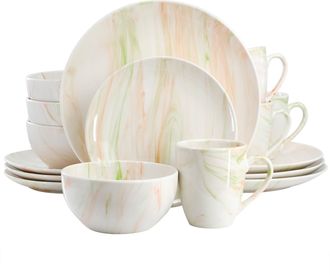 Elama Fine Marble 16 Piece Porcelain Dinnerware Set