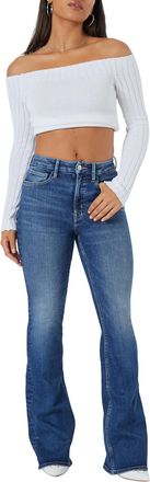 Forever 21 Womens Curvy High-Rise Flare Jeans Pants, Medium Denim, 26